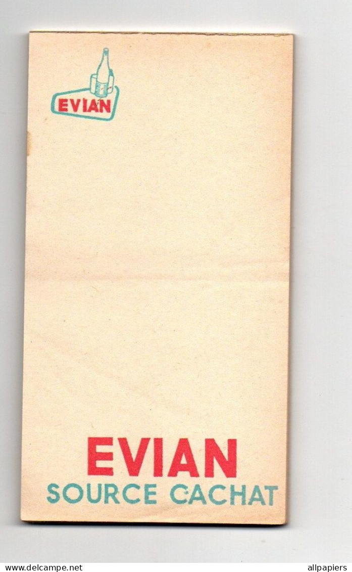 Carnet De Note Ou Facture Evian Source Cachat - Format : 8x14.5 cm - Rechnungen