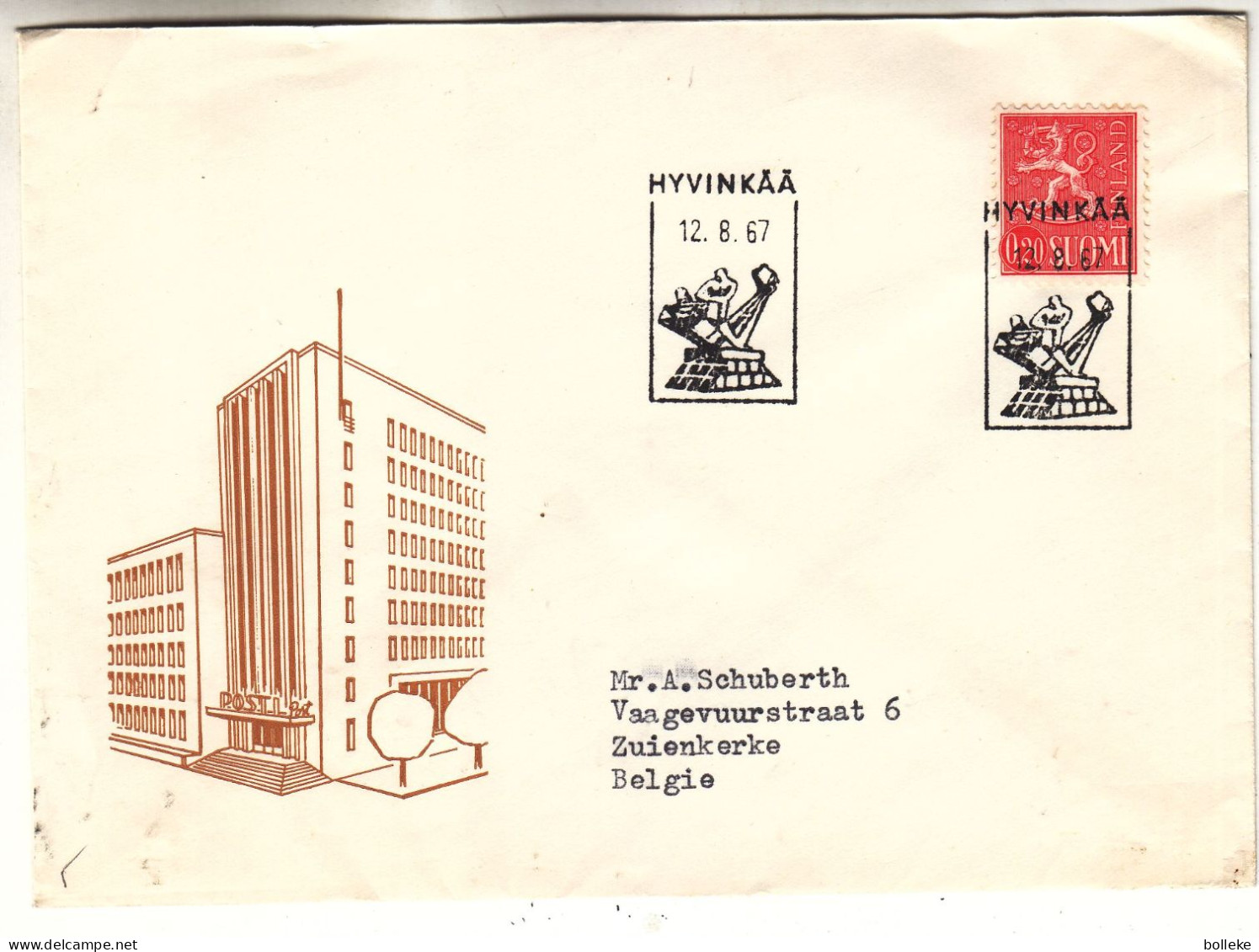 Finlande - Lettre De 1967 - Oblit Hyvinkää - - Cartas & Documentos