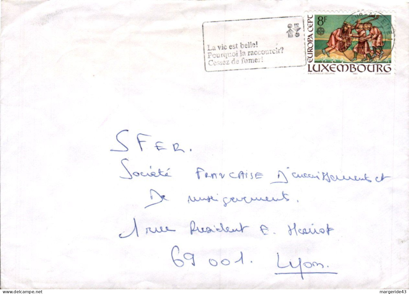 LUXEMBOURG SEUL SUR LETTRE POUR LA FRANCE 1983 - Lettres & Documents