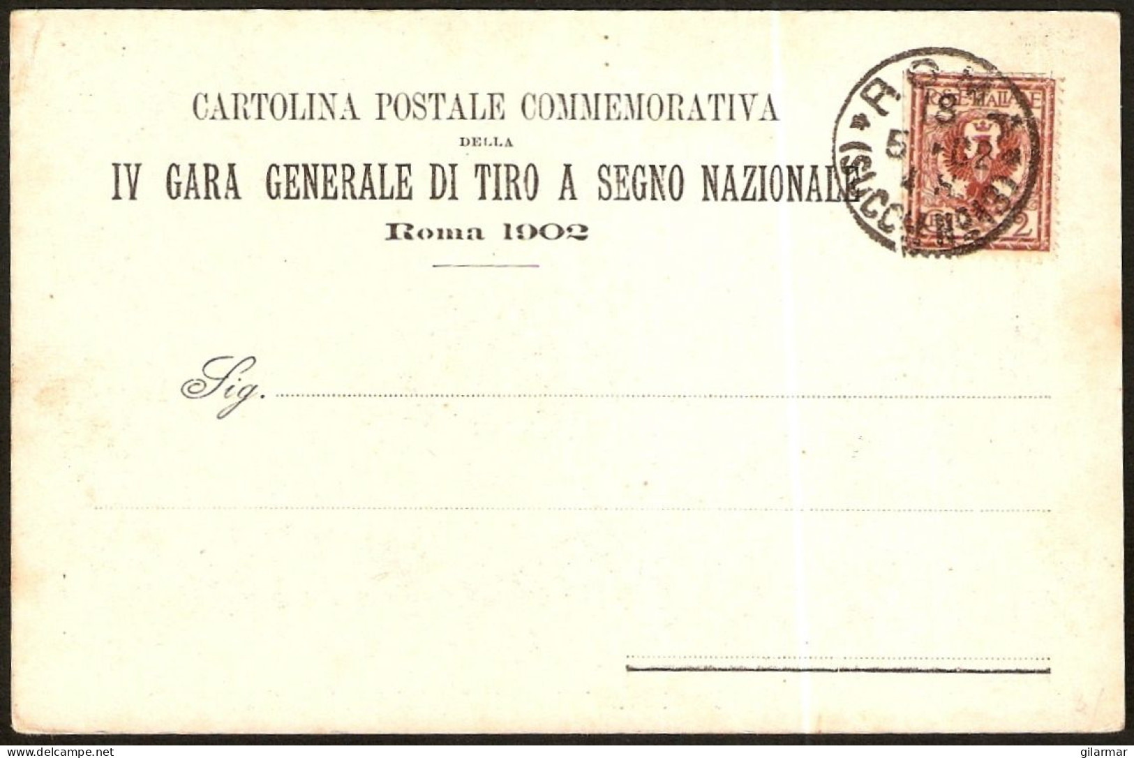 SHOOTING - ITALIA ROMA 1902 - IV GARA GENERALE TIRO A SEGNO NAZIONALE - CARTOLINA POSTALE COMMEMORATIVA - M - Shooting (Weapons)