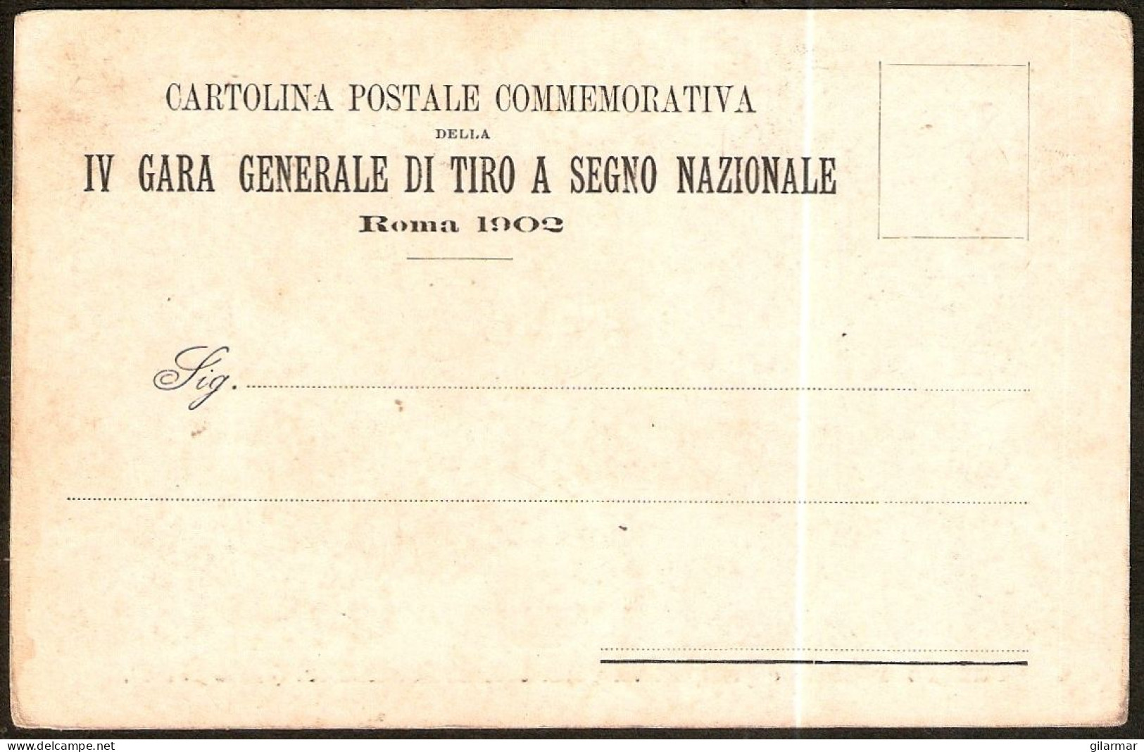 SHOOTING - ITALIA ROMA 1902 - IV GARA GENERALE TIRO A SEGNO NAZIONALE - CARTOLINA POSTALE COMMEMORATIVA - M - Shooting (Weapons)