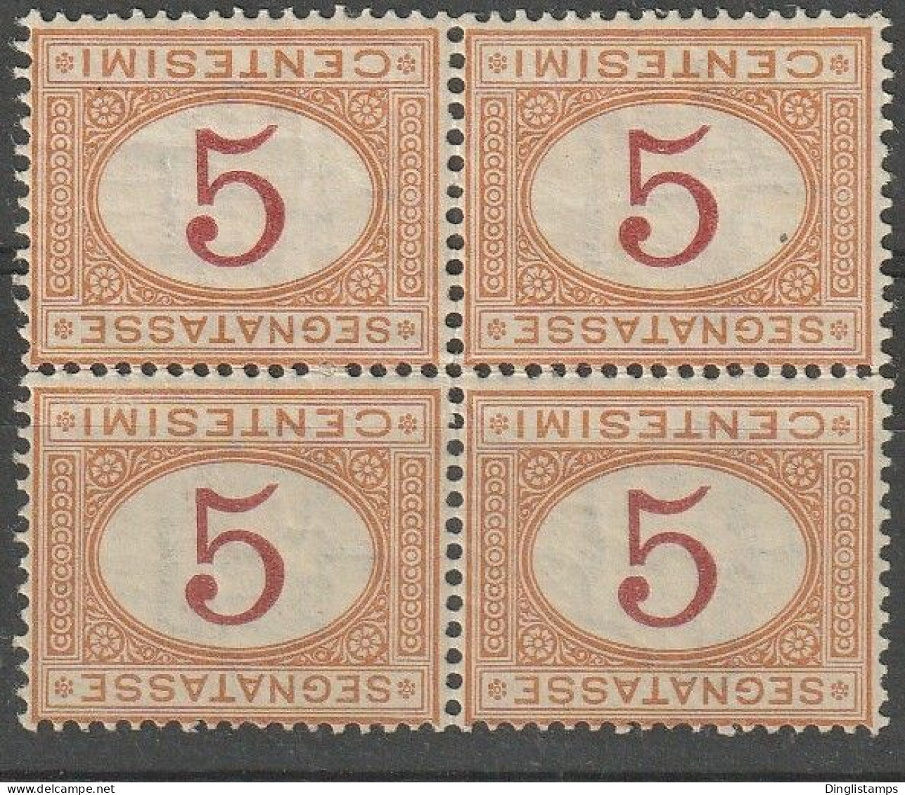 ITALY - 1890 Block Of 4 Inverted Written Values - Andere & Zonder Classificatie