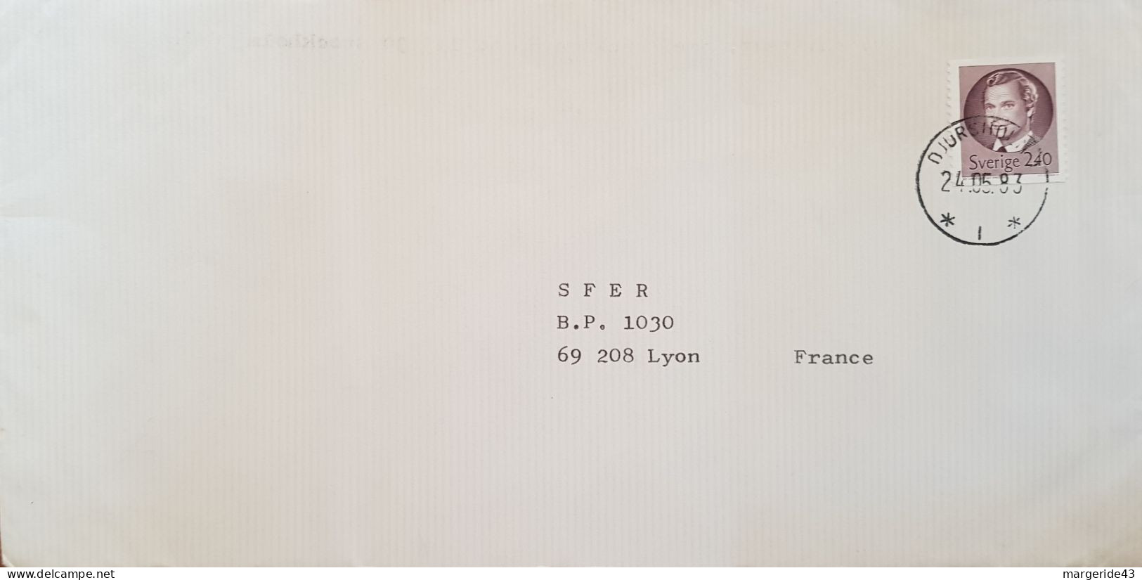 SUEDE SEUL SUR LETTRE POUR LA FRANCE 1983 - Brieven En Documenten