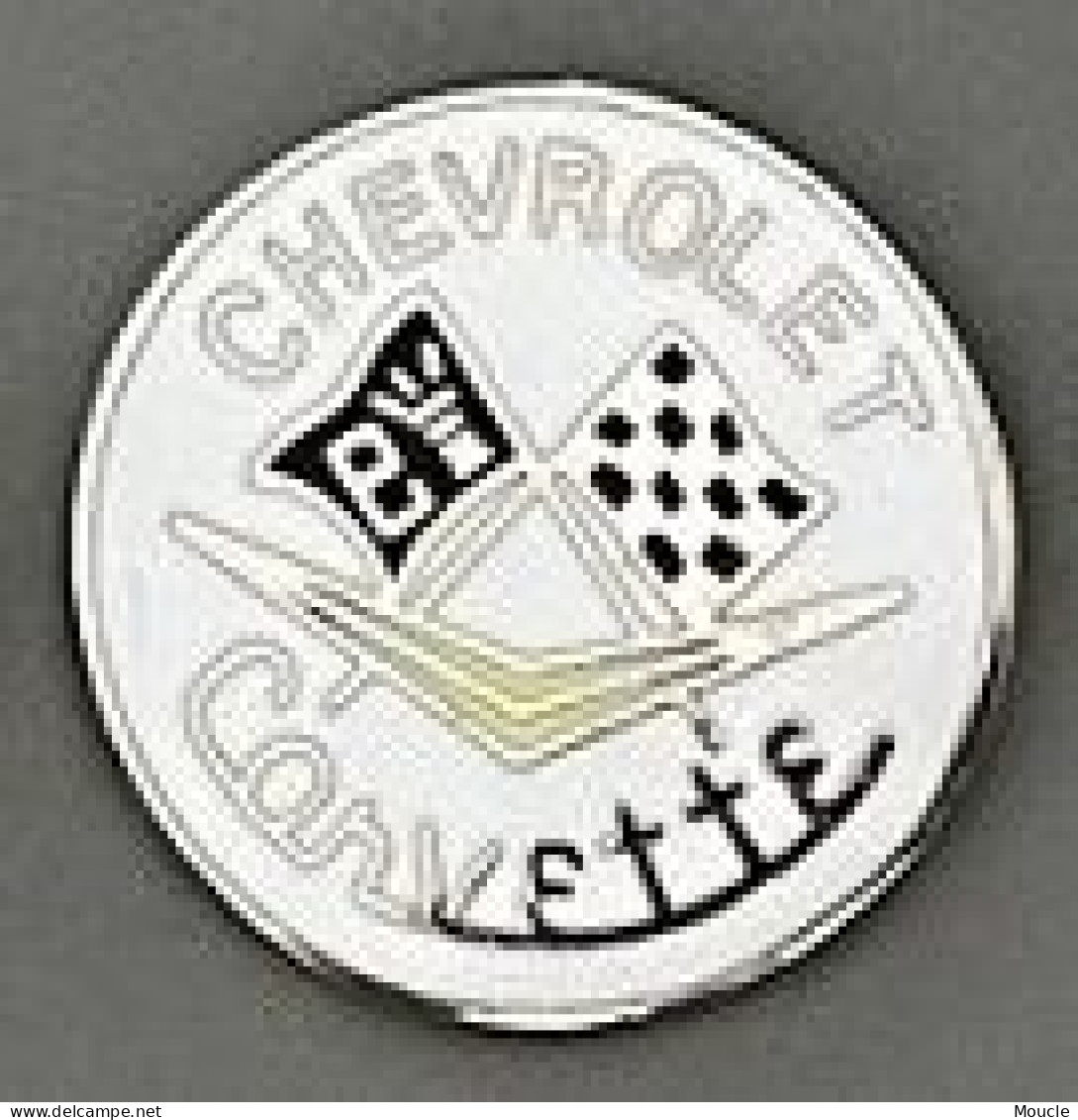 CHEVROLET CORVETTE  - LOGO - VOITURE - CAR - AUTOMOBILE - AUTO - 2,5cm DIAMETRE - DRAPEAU DAMIER - (32) - Corvette