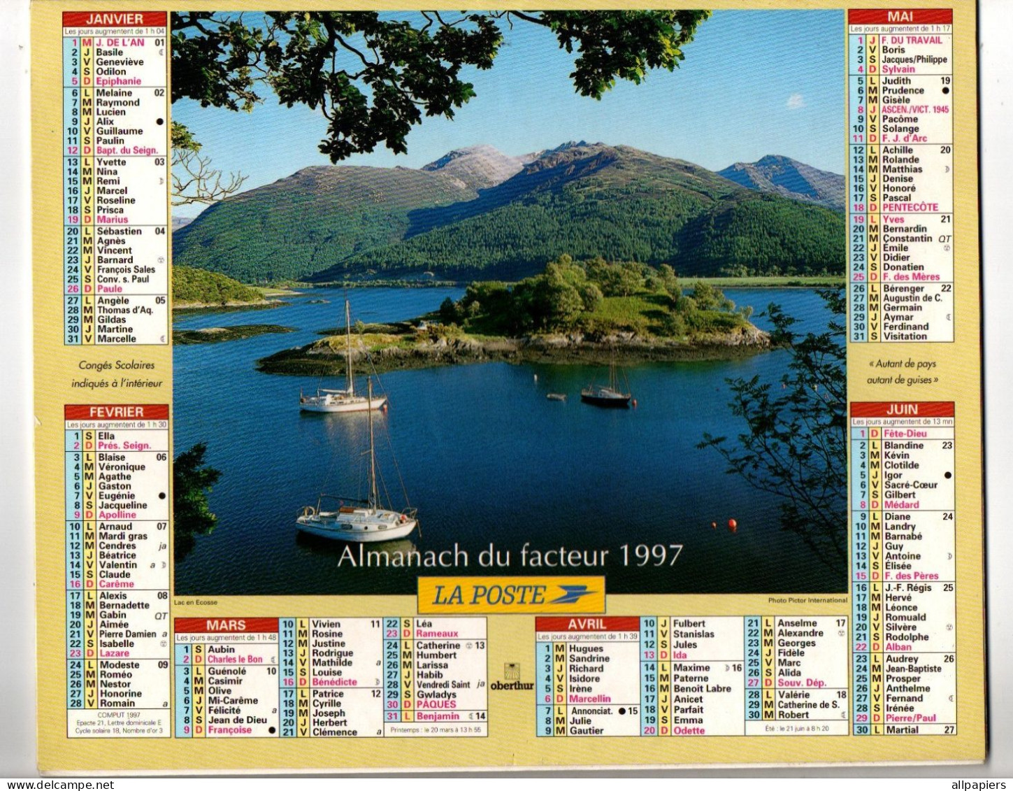 Almanach Des P.T.T. 1997 Lac En Ecosse Et Saint-Briac Rivière De Lancieux - Complet Région Nord - Big : 1991-00