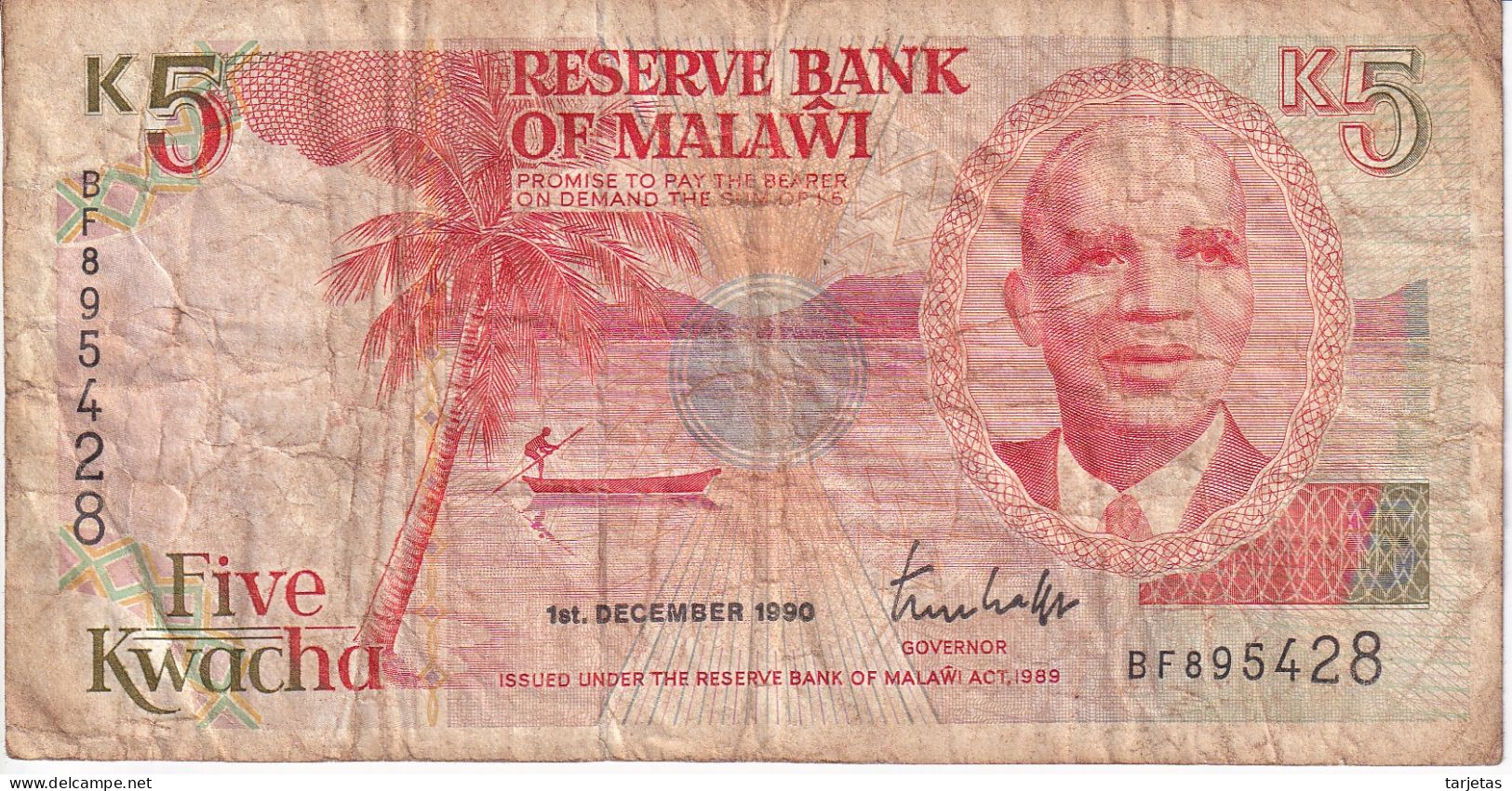 BILLETE DE MALAWI DE 1 KWACHA DEL AÑO 1990 (BANKNOTE) - Malawi