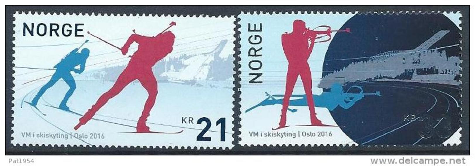 Norvège 2016 N°1843/1844 Neufs Sport, Ski Championnat Du Monde De Biathlon - Neufs