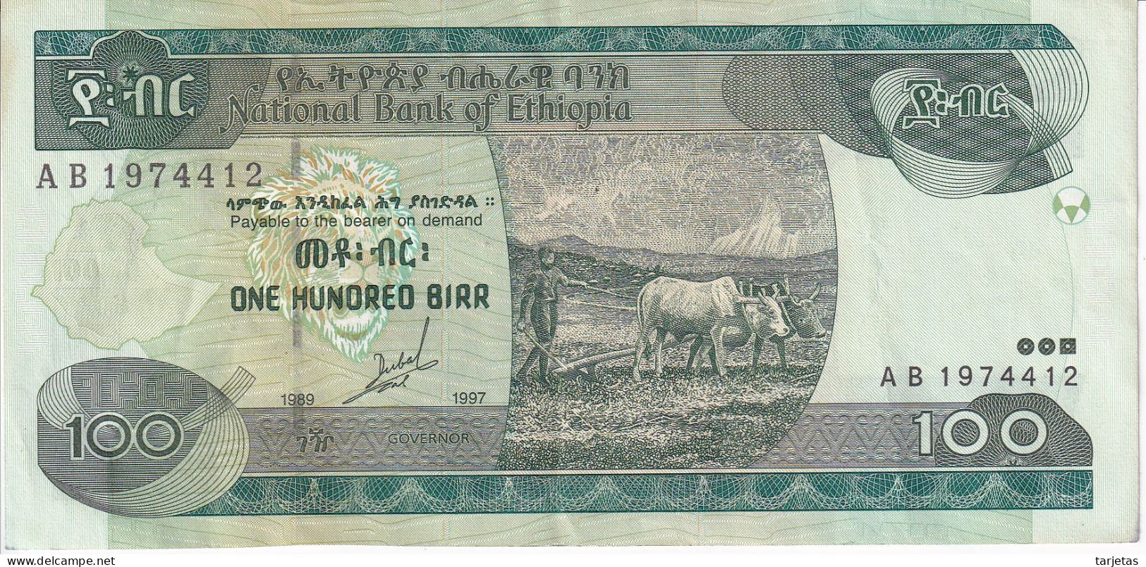 BILLETE DE ETIOPIA DE 100 BIRR DEL AÑO 1997 CALIDAD EBC (XF) (BANK NOTE) - Aethiopien