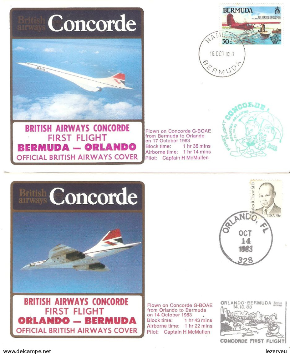 CONCORDE PREMIER 1er VOL FIRST FLIGHT BRITISH AIRWAYS BERMUDA ORLANDO BERMUDA  OCT 1983 - Other & Unclassified