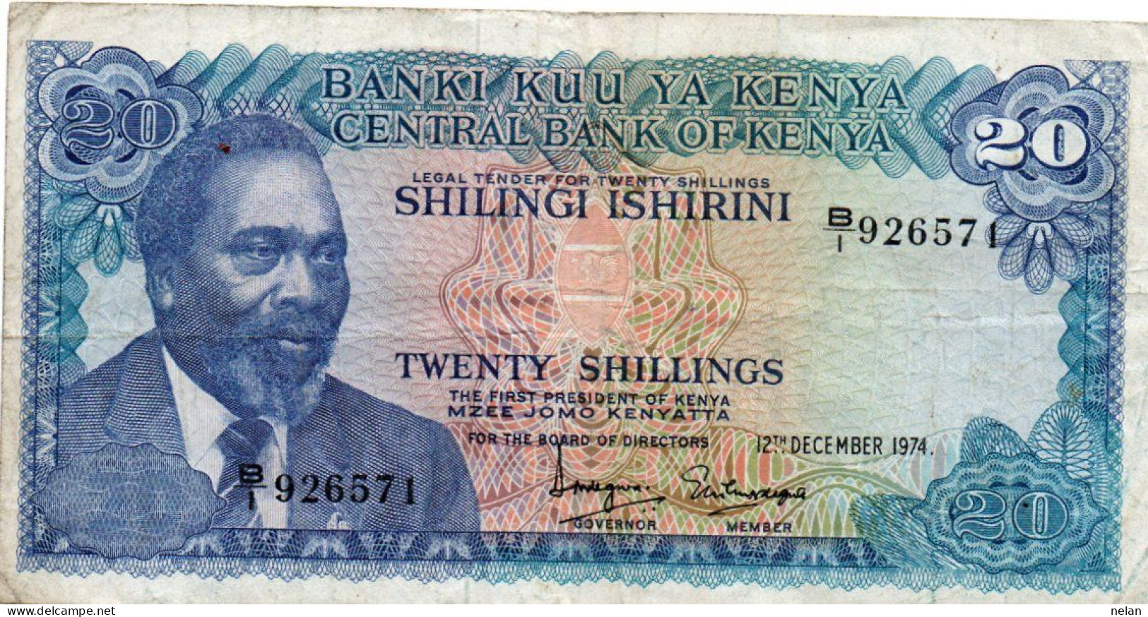 KENYA 20 SHILLINGS 1974  P-13a  CIRC. - Kenya