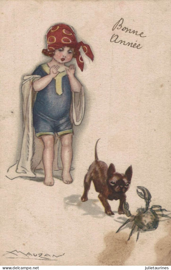 MAUZAN ILLUSTRATEUR PETITE FILLE ET CHIEN - Mauzan, L.A.