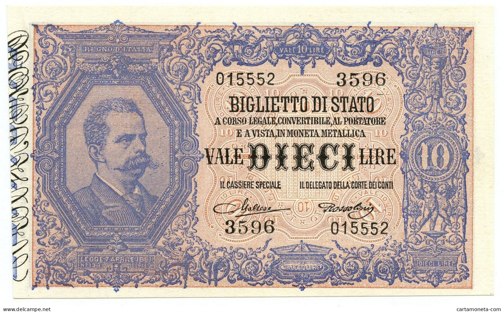 10 LIRE BIGLIETTO DI STATO EFFIGE UMBERTO I 19/05/1923 FDS - Otros