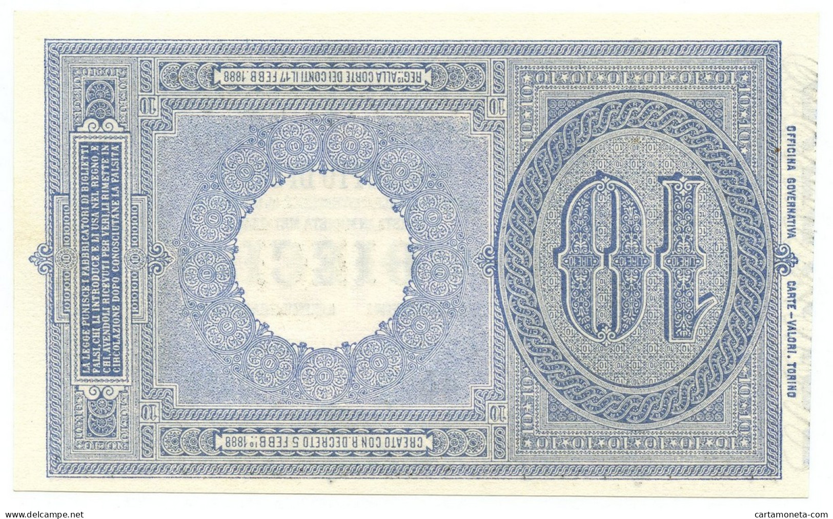 10 LIRE BIGLIETTO DI STATO EFFIGE UMBERTO I 19/05/1923 FDS - Sonstige