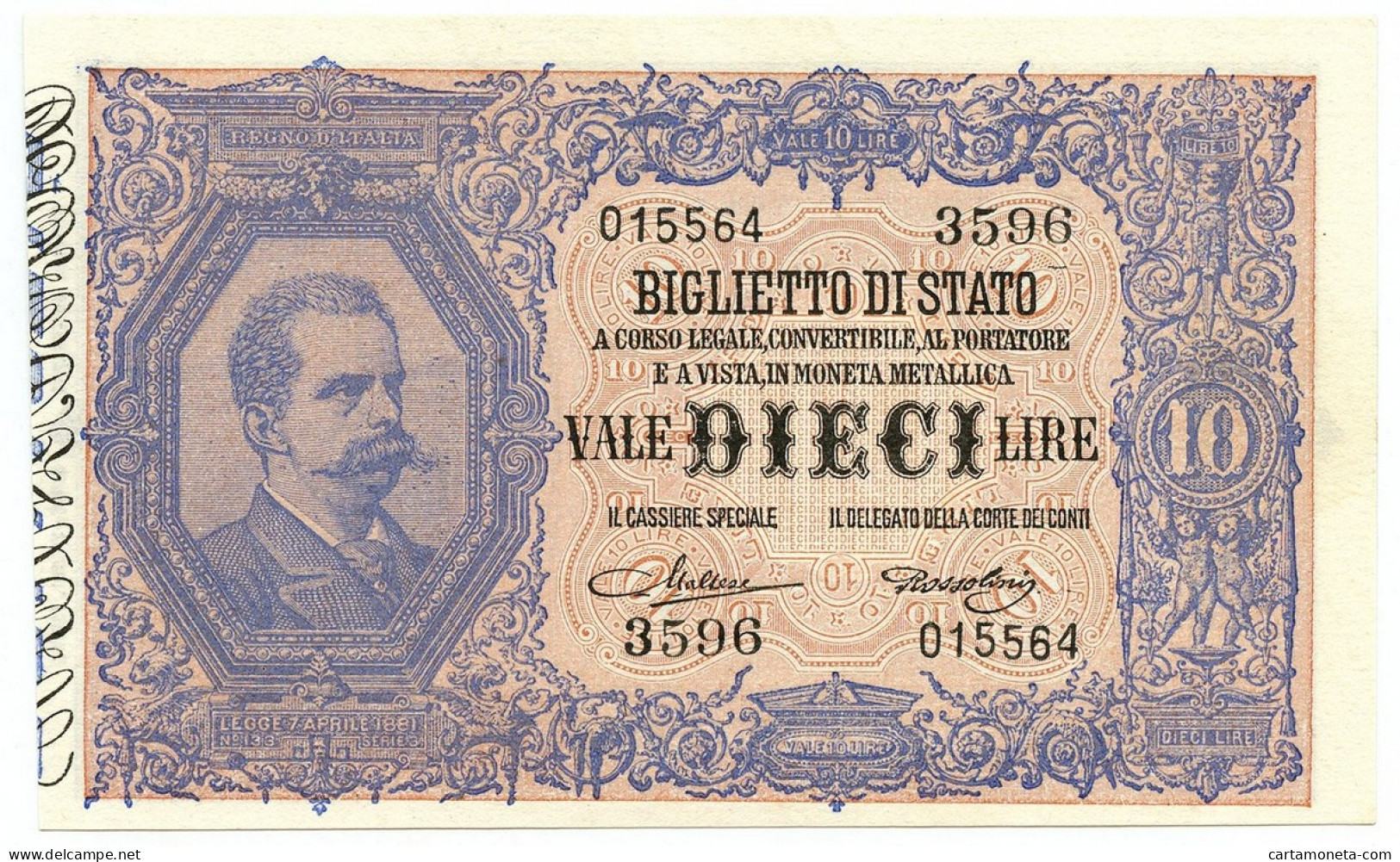 10 LIRE BIGLIETTO DI STATO EFFIGE UMBERTO I 19/05/1923 FDS-/FDS - Sonstige