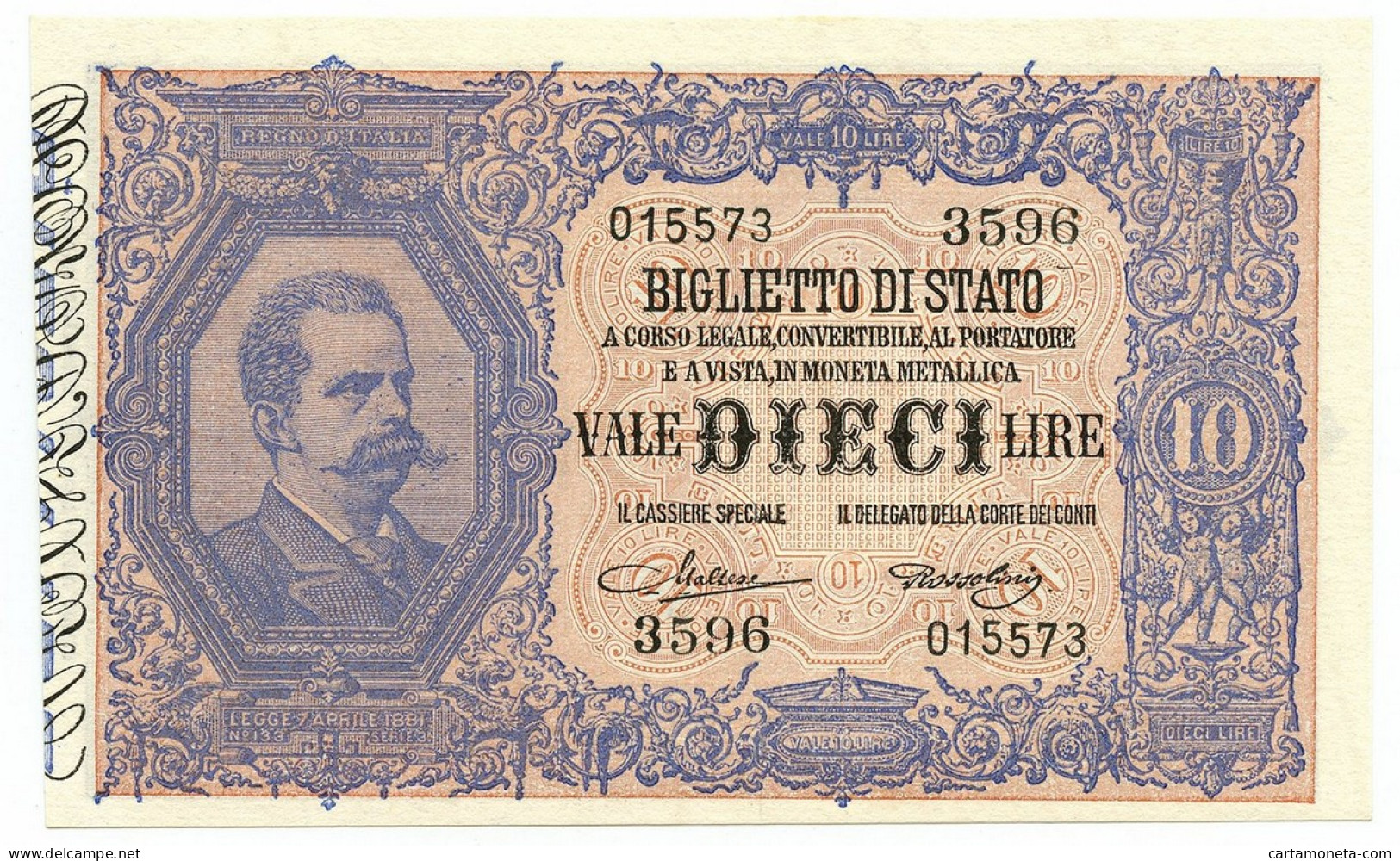 10 LIRE BIGLIETTO DI STATO EFFIGE UMBERTO I 19/05/1923 SUP+ - Regno D'Italia – Autres