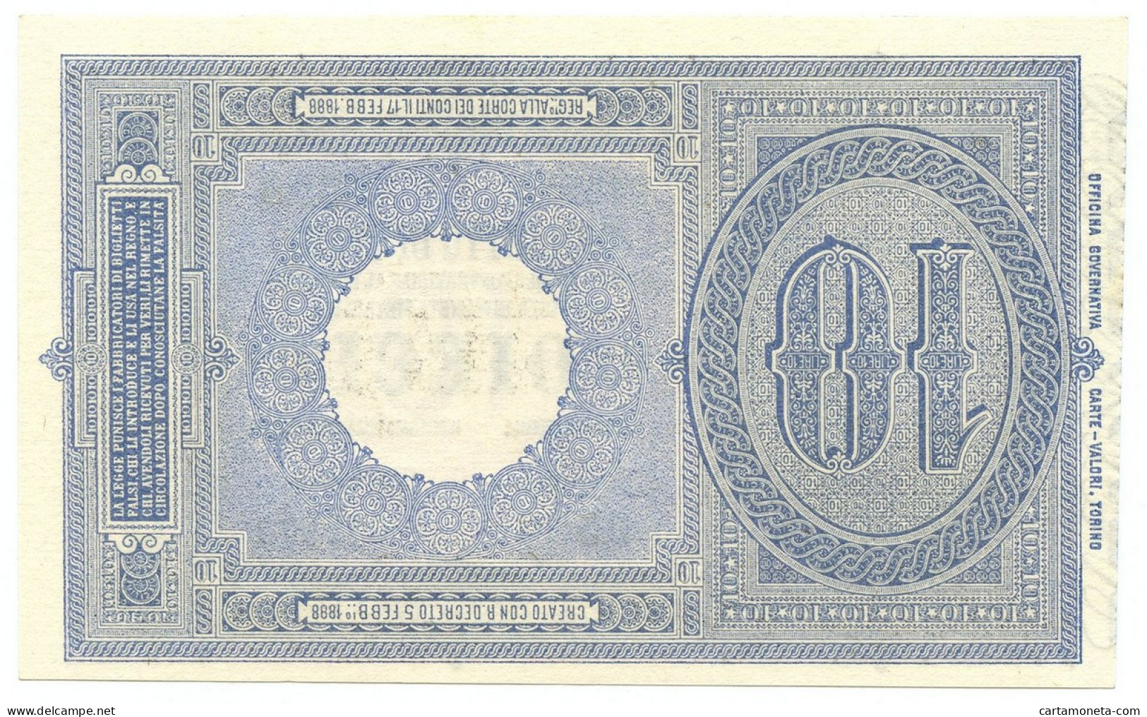 10 LIRE BIGLIETTO DI STATO EFFIGE UMBERTO I 19/05/1923 SUP+ - Otros