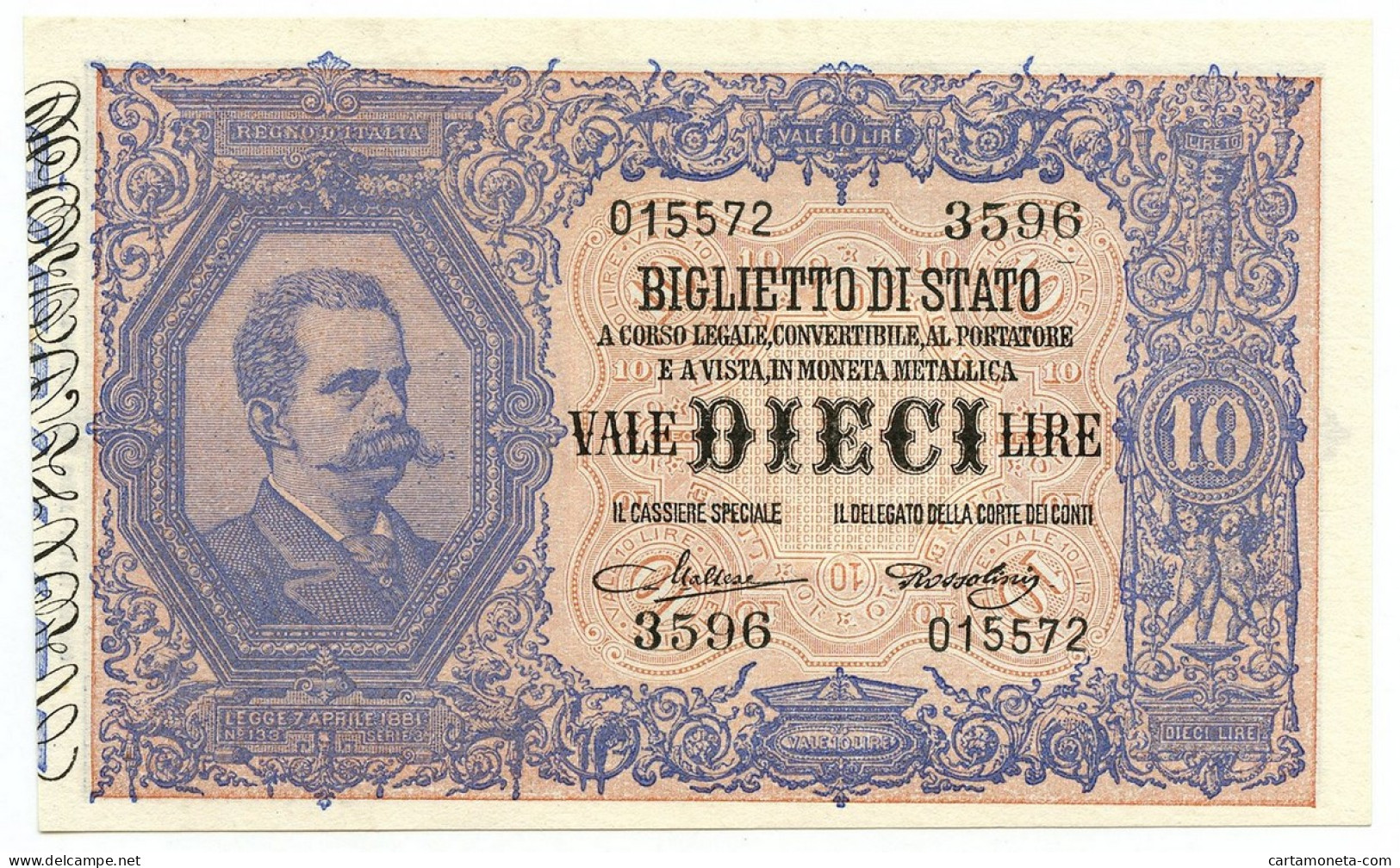 10 LIRE BIGLIETTO DI STATO EFFIGE UMBERTO I 19/05/1923 SUP+ - Sonstige