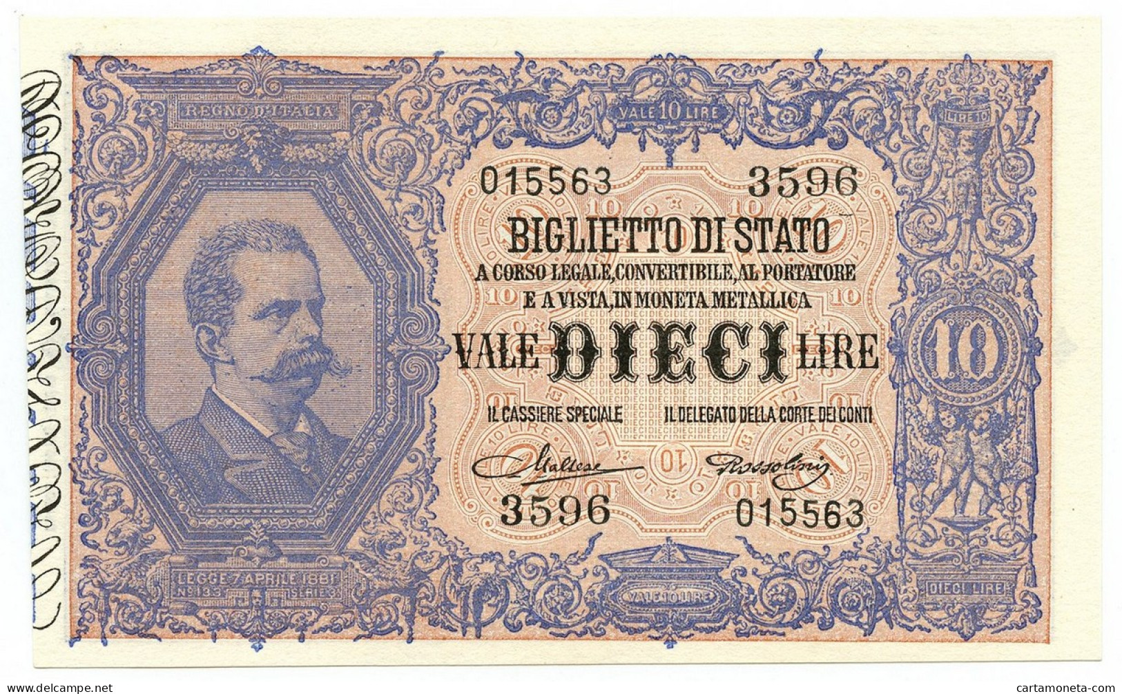 10 LIRE BIGLIETTO DI STATO EFFIGE UMBERTO I 19/05/1923 FDS - Regno D'Italia – Other