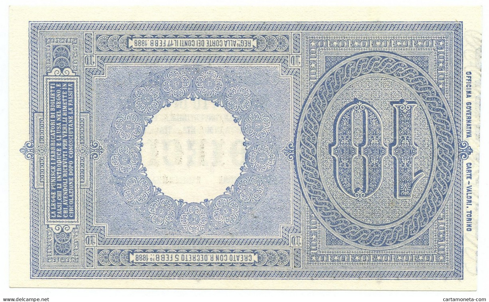 10 LIRE BIGLIETTO DI STATO EFFIGE UMBERTO I 19/05/1923 FDS - Regno D'Italia – Autres