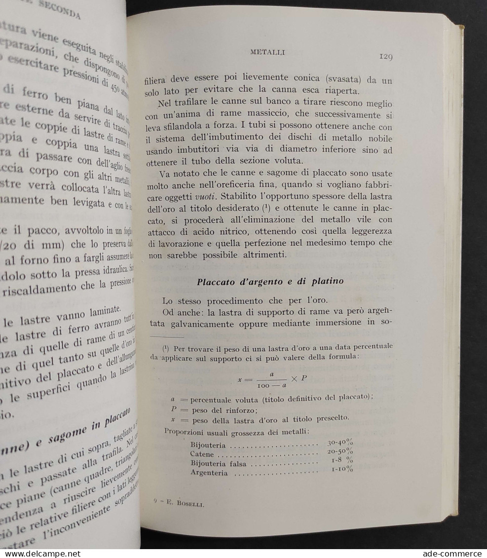 Manuale Per Orefice - E. Boselli - Ed. Hoepli - 1961                                                                     - Manuels Pour Collectionneurs
