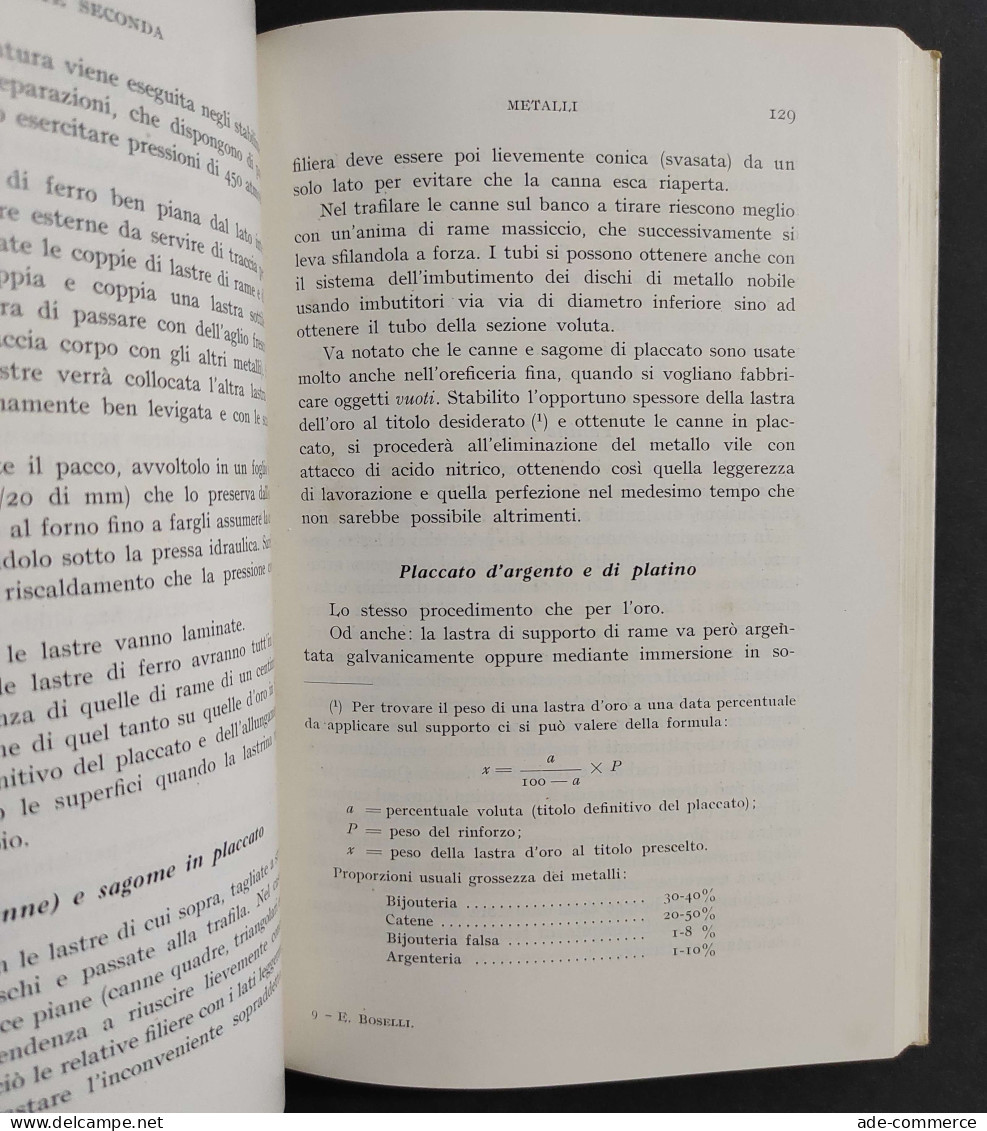 Manuale Per Orefice - E. Boselli - Ed. Hoepli - 1961                                                                     - Manuales Para Coleccionistas