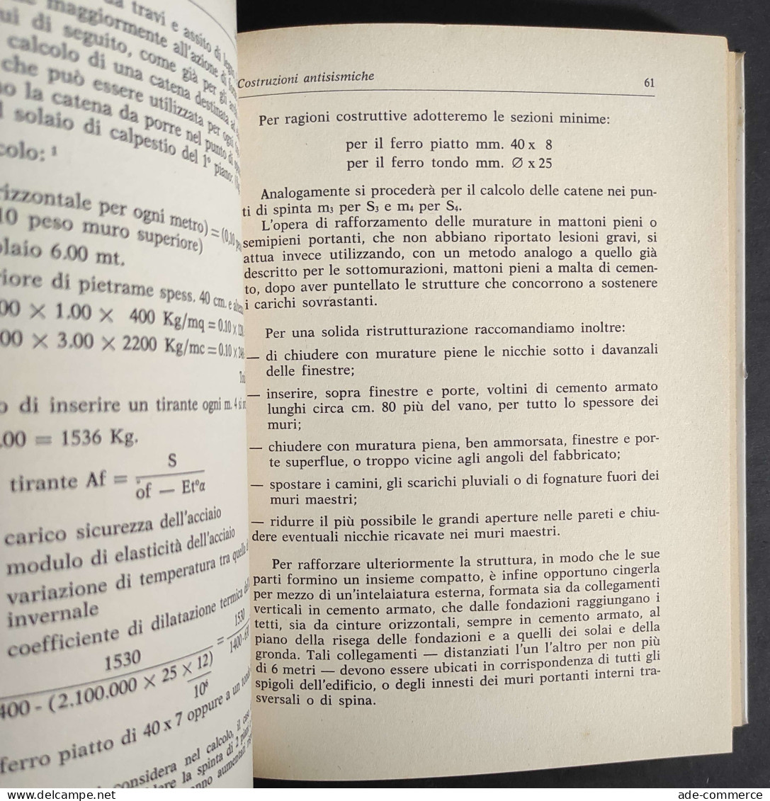 Difesa Antisismica - Difesa Antiatomica - N. Bellina - Ed. Cavallotti - 1977                                             - Matemáticas Y Física