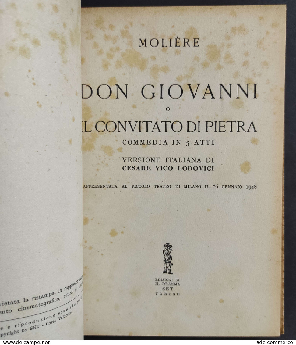 Teatro N.32 - Don Giovanni - Molière - Ed. Il Dramma - 1948                                                             - Cinema & Music