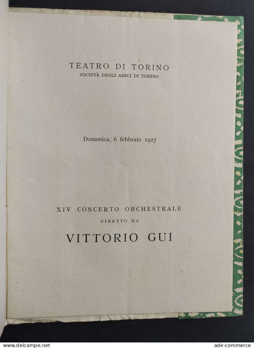 Teatro Di Torino - XIV Concerto Orchestrale - V. Gui - 1927                                                              - Cinema & Music