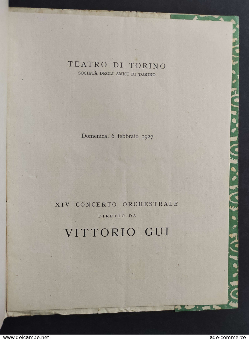 Teatro Di Torino - XIV Concerto Orchestrale - V. Gui - 1927                                                              - Cinema E Musica