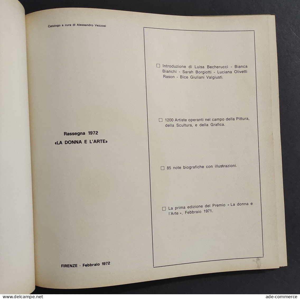 La Donna E L'Arte - A. Vezzosi - Ed. Brunellesco - Rassegna 1972                                                         - Arte, Antigüedades