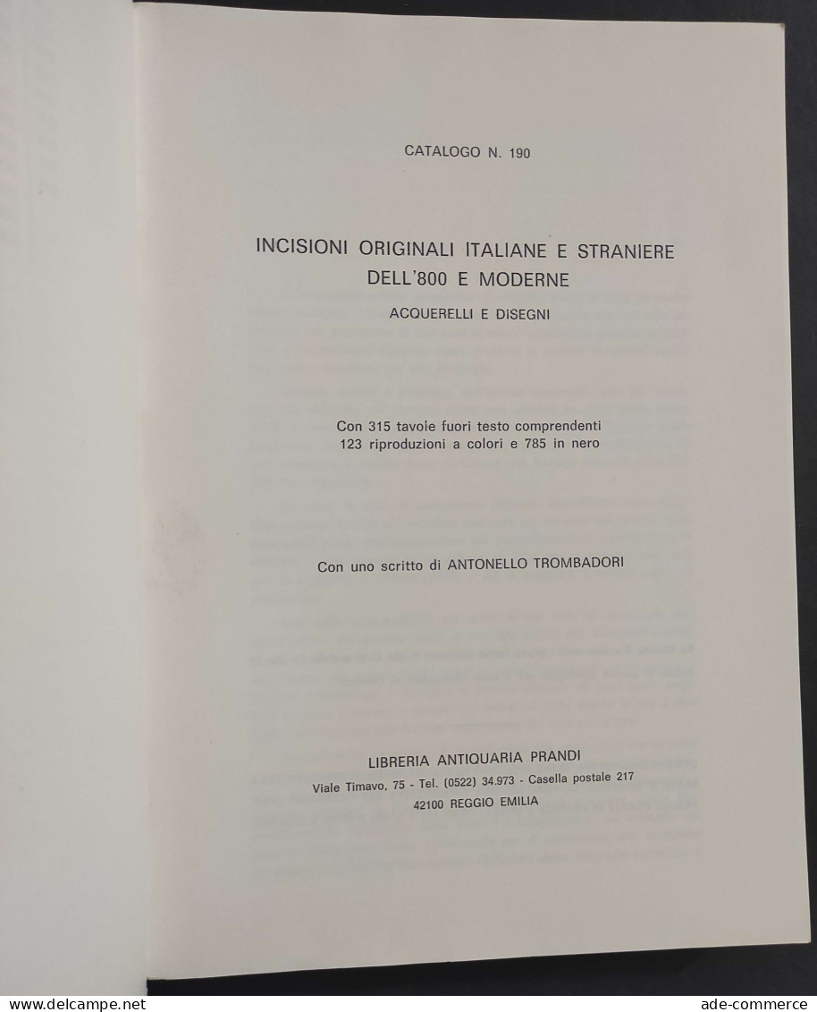 Catalogo N.190 - Incisioni Originali Italiane Straniere Dell'800 Moderne - 1984                                          - Arts, Antiquity