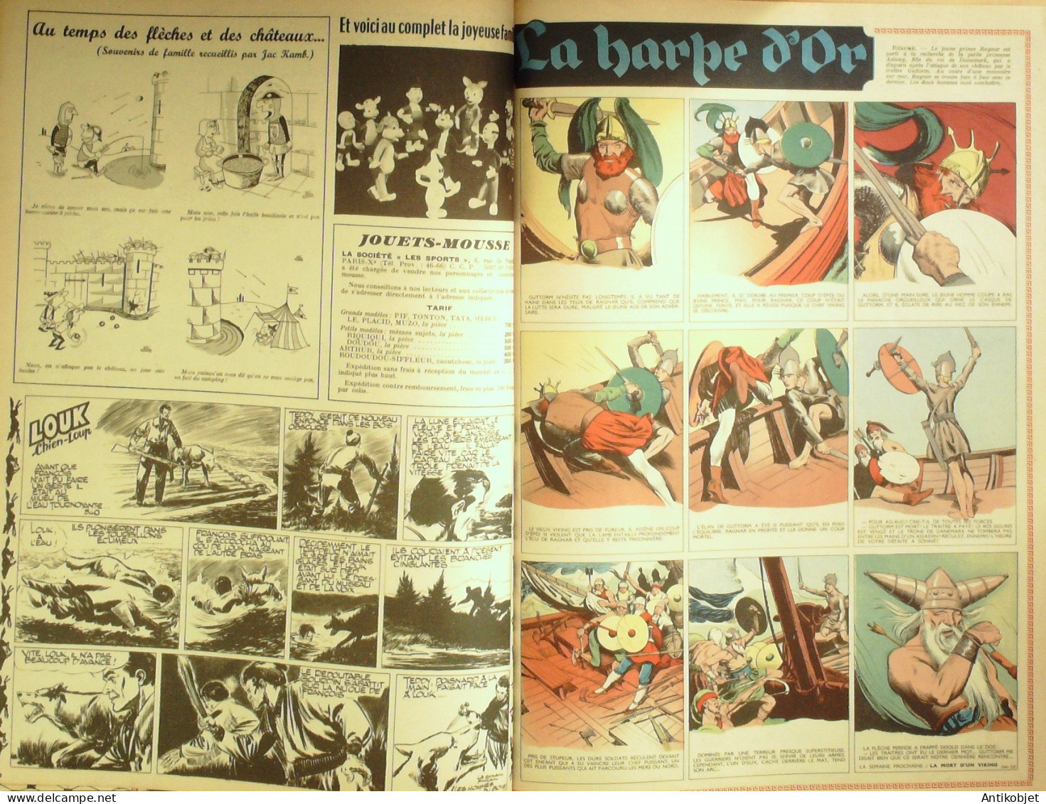 PIF Vaillant 1955 n°540 La pension radicelle Pif le chien la harpe d'or