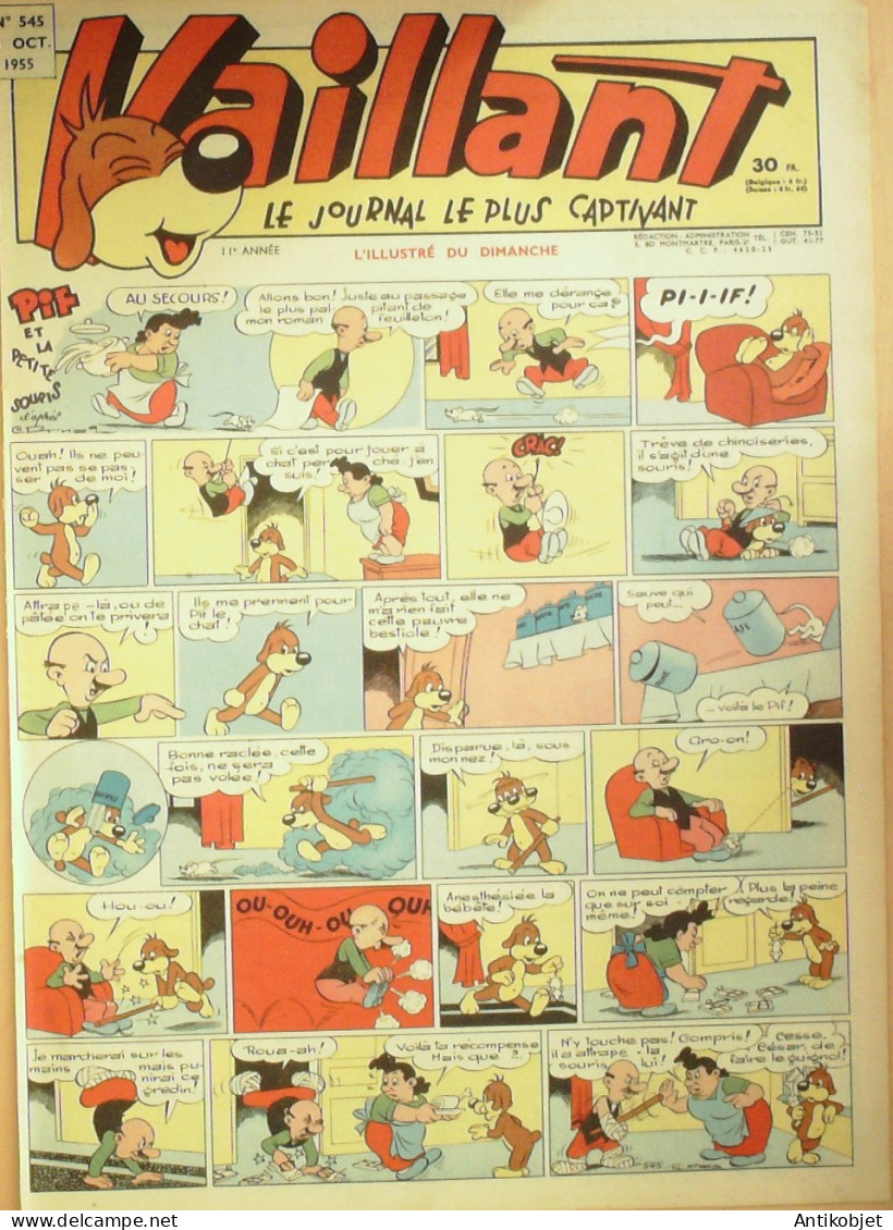 PIF Vaillant 1955 N°545 Yves Le Loup Garilbadi Arthur Le Fantôme Justicier - Vaillant