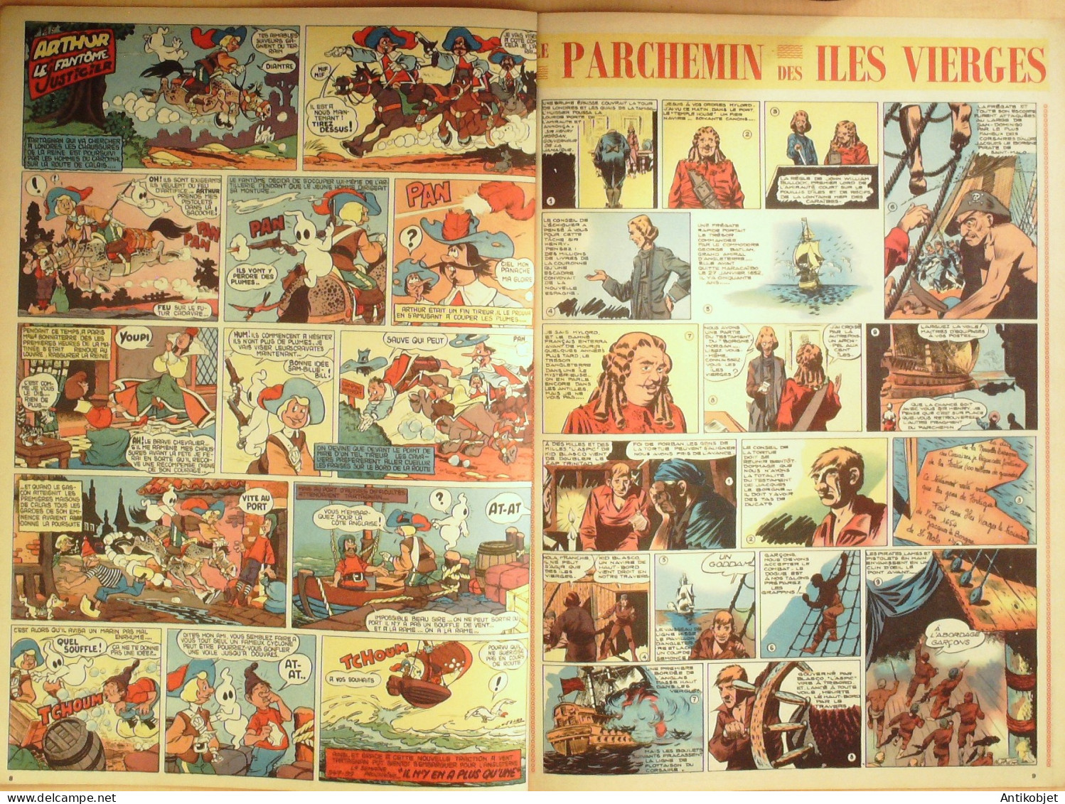 PIF Vaillant 1955 n°547 Placid & Muzo Capitaine Cormoran Le parchemin des ïles vierges