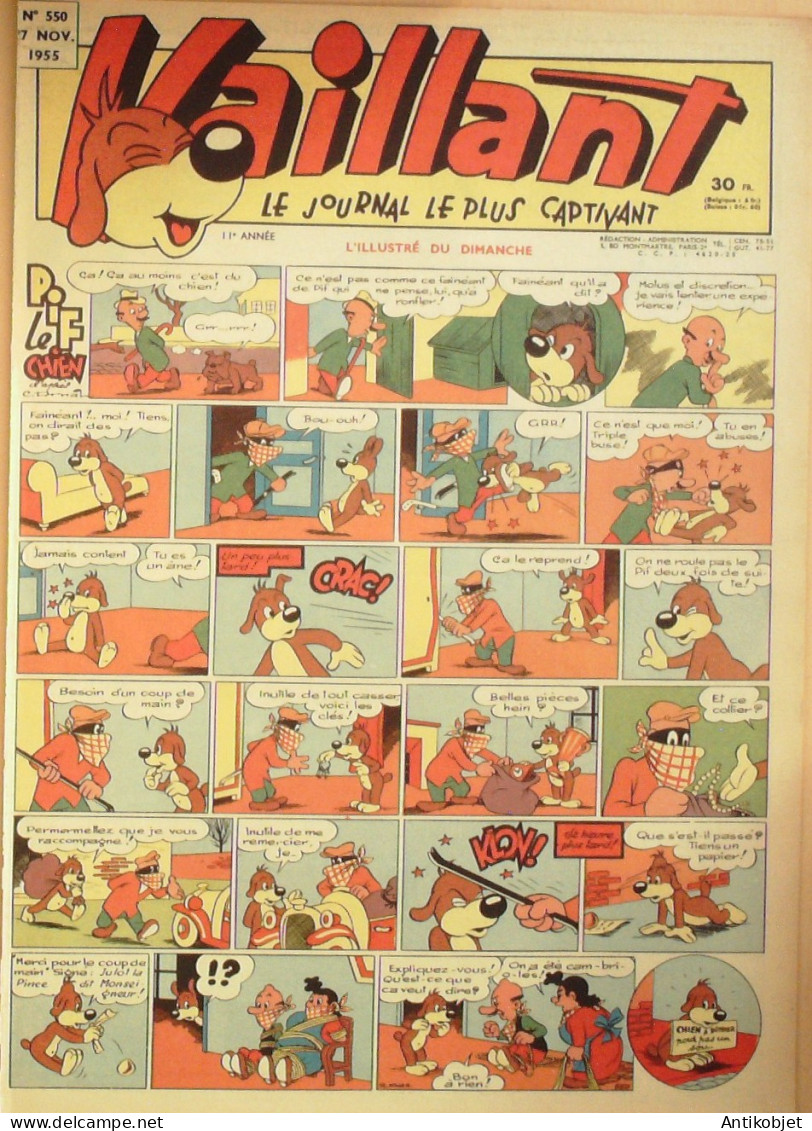 PIF Vaillant 1955 N°550 Ptit Joc La Frontière De L'enfer Placid Et Muzo Pif Le Chien - Vaillant