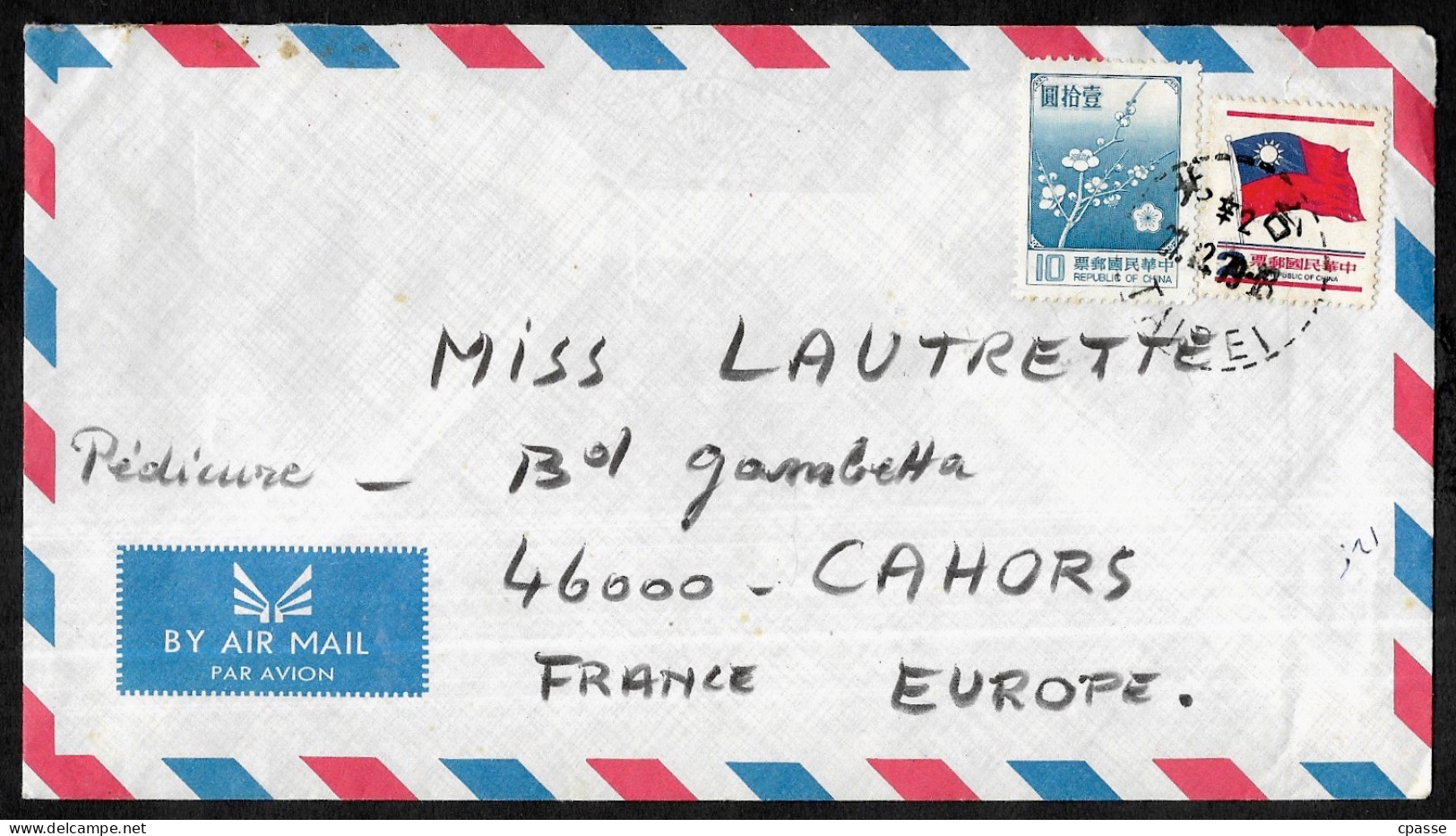 1979 Lettre Republic Of CHINA TAIWAN (Formose) Taipei To France POSTE AERIENNE By Air Mail - Luftpost