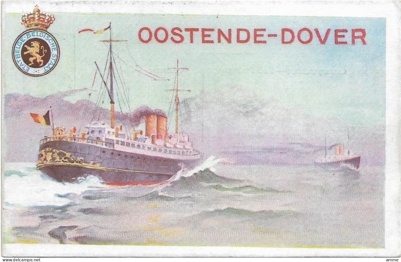 Oostende  *  Maalboot Oostende - Dover -  Paquebot  1923   (Timbre 15>10 Ct) - Liner Cards