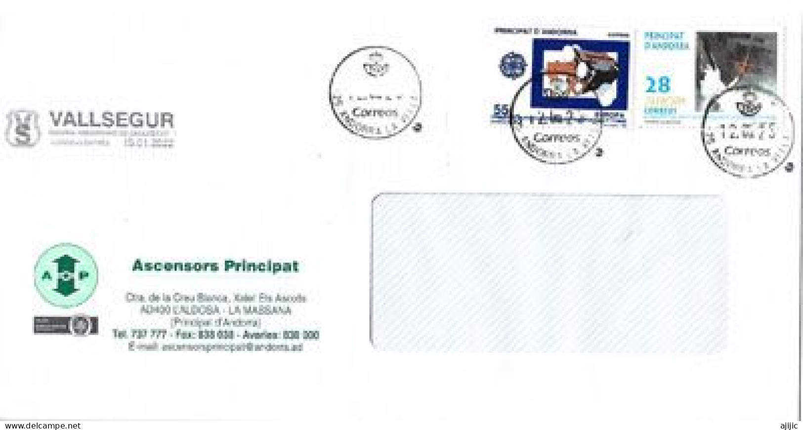 ANDORRA.Ascensors Principat, Letter (Andorra Commercial Postal ), Nice Round Cancels - Cartas & Documentos