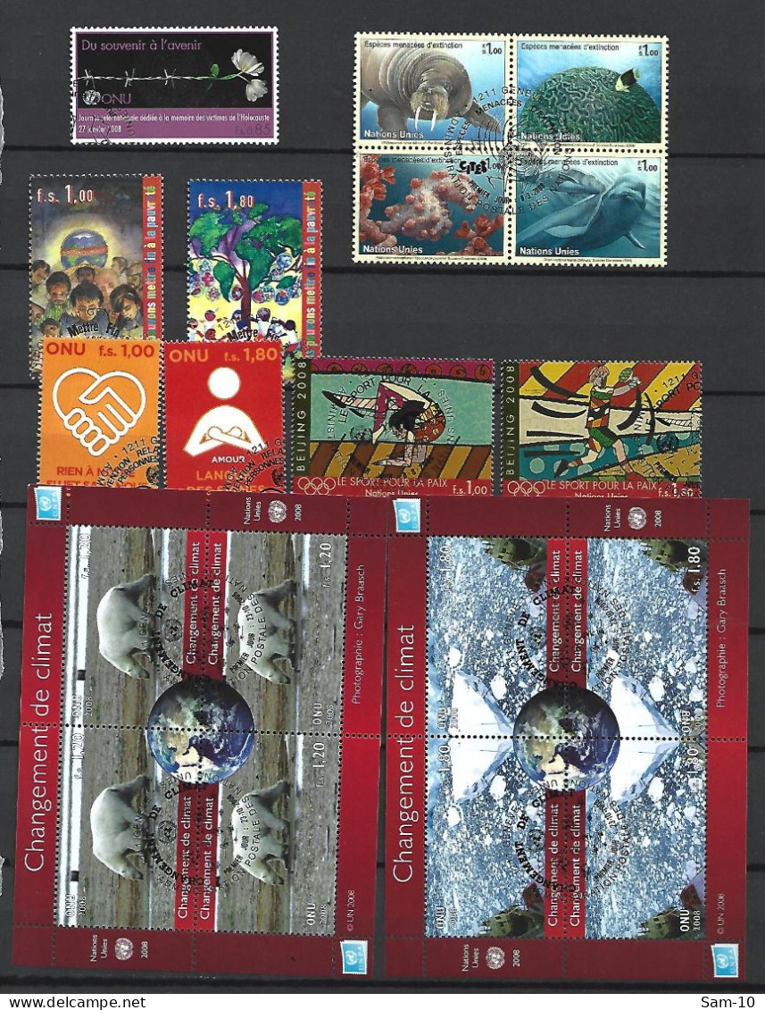 Année 2008 Nations Unies Genéve Oblitére N 597/ N 598/601 N 610/611 N 612/613 N 614/615 N 616/623 - Gebraucht