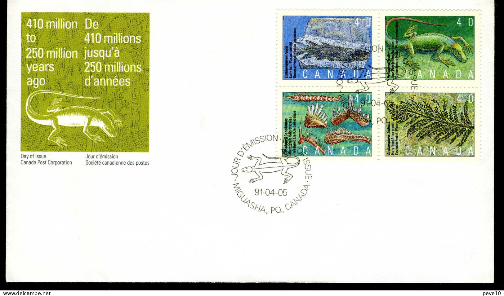 Canada  N° 1180/3  Sur FDC Ere Des Vertébrés Primitifs - Briefe U. Dokumente