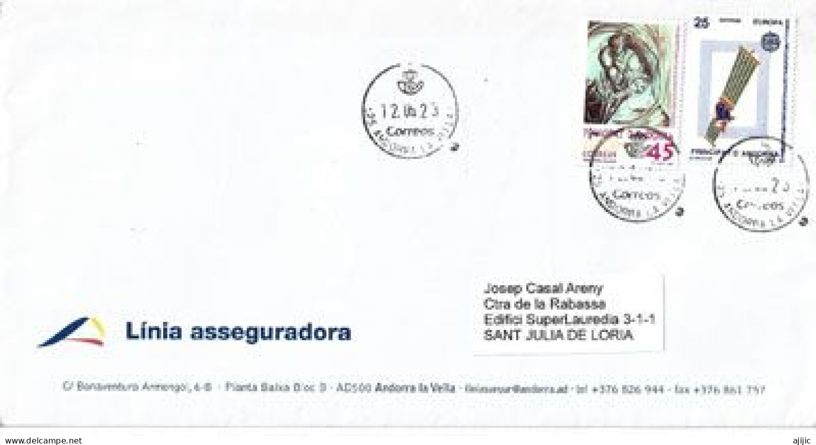 ANDORRA. Linia Asseguradora, Letter (Andorra Commercial Postal ), Nice Round Cancels - Briefe U. Dokumente