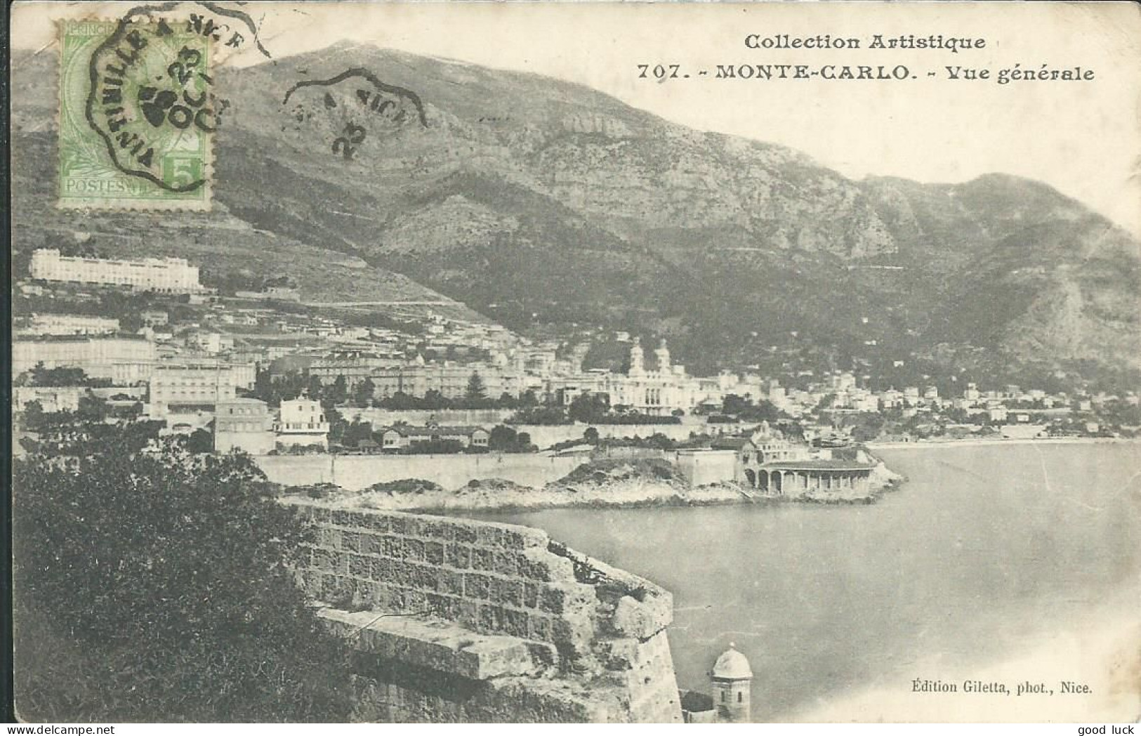 MONACO 5c OBLITERE AMBULANT SUR CARTE DE MONTE-CARLO POUR BUEIL ( EURE ) DE 1904 LETTRE COVER - Brieven En Documenten