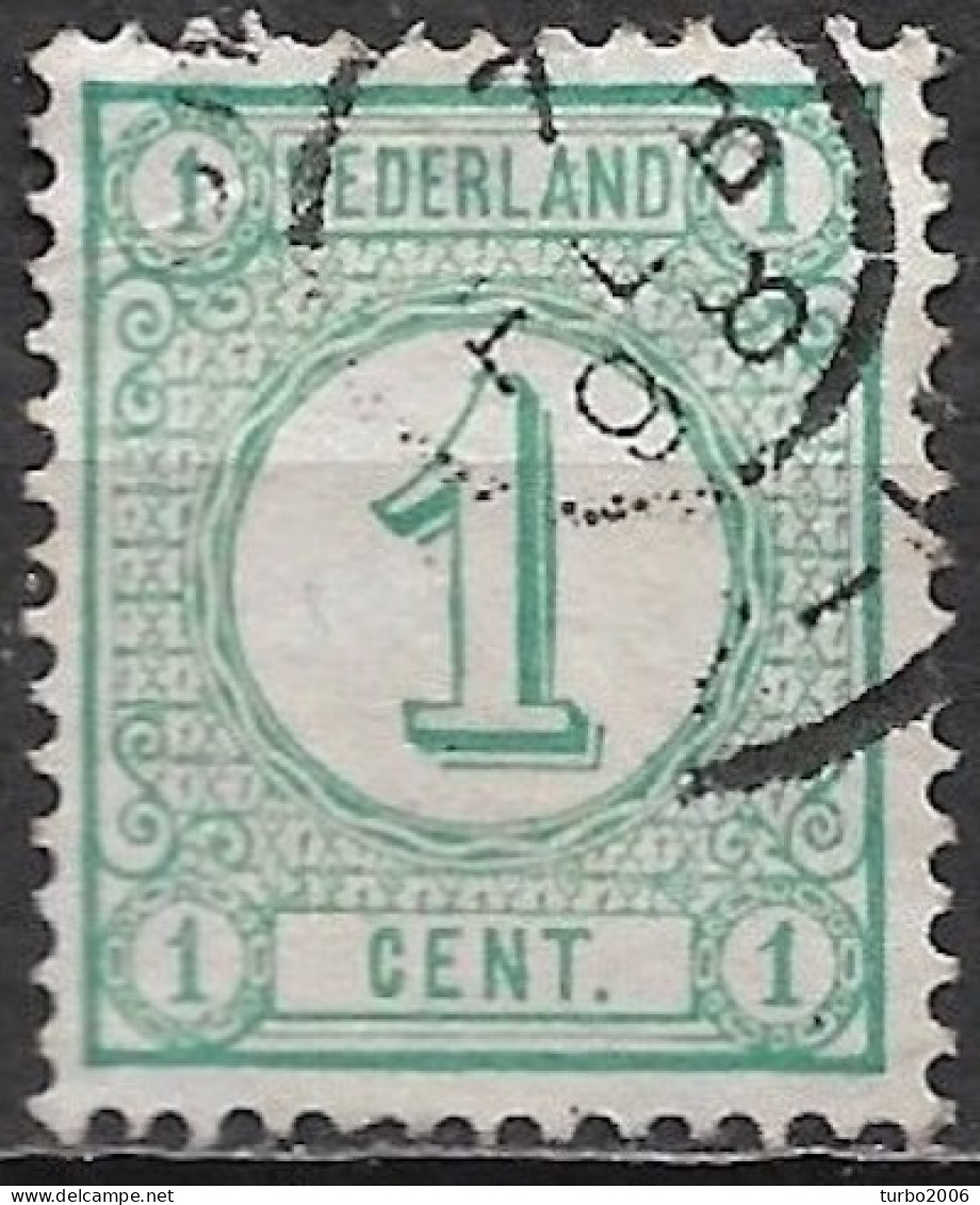 Afwijking Dubbele Groene Punt Naast A Van LAnd In 1876 Cijfertype 1 Cent Groen NVPH 31 A - Variétés Et Curiosités