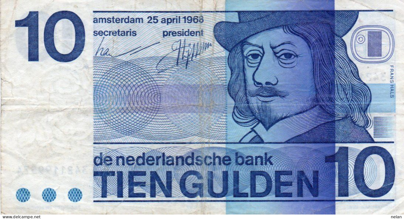 Kingdom Of Netherlands 10 Gulden 1968 P- 91b Vf - 10 Gulden