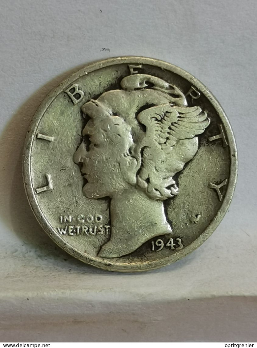 1 MERCURY DIME 10 CENTS ARGENT 1943 PHILADELPHIE USA / SILVER - 1916-1945: Mercury