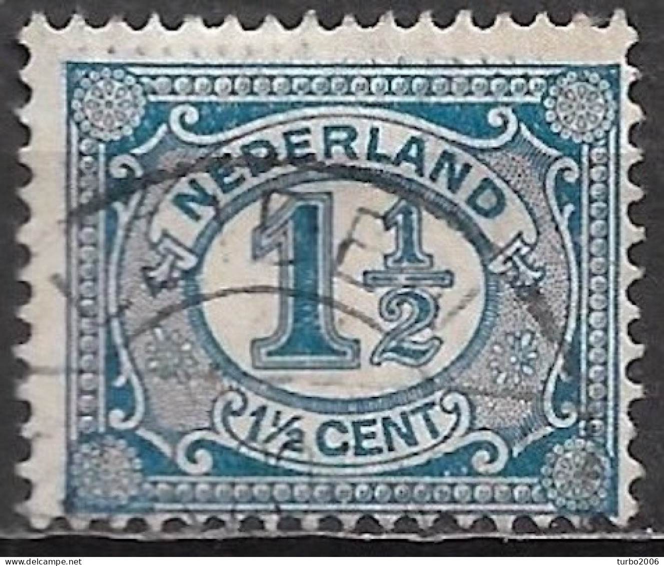 Afwijking Witte Vlek In Breukstraap ½ In 1899-1913 Cijfer Zegels 1½ Cent Blauw NVPH 53 - Variétés Et Curiosités