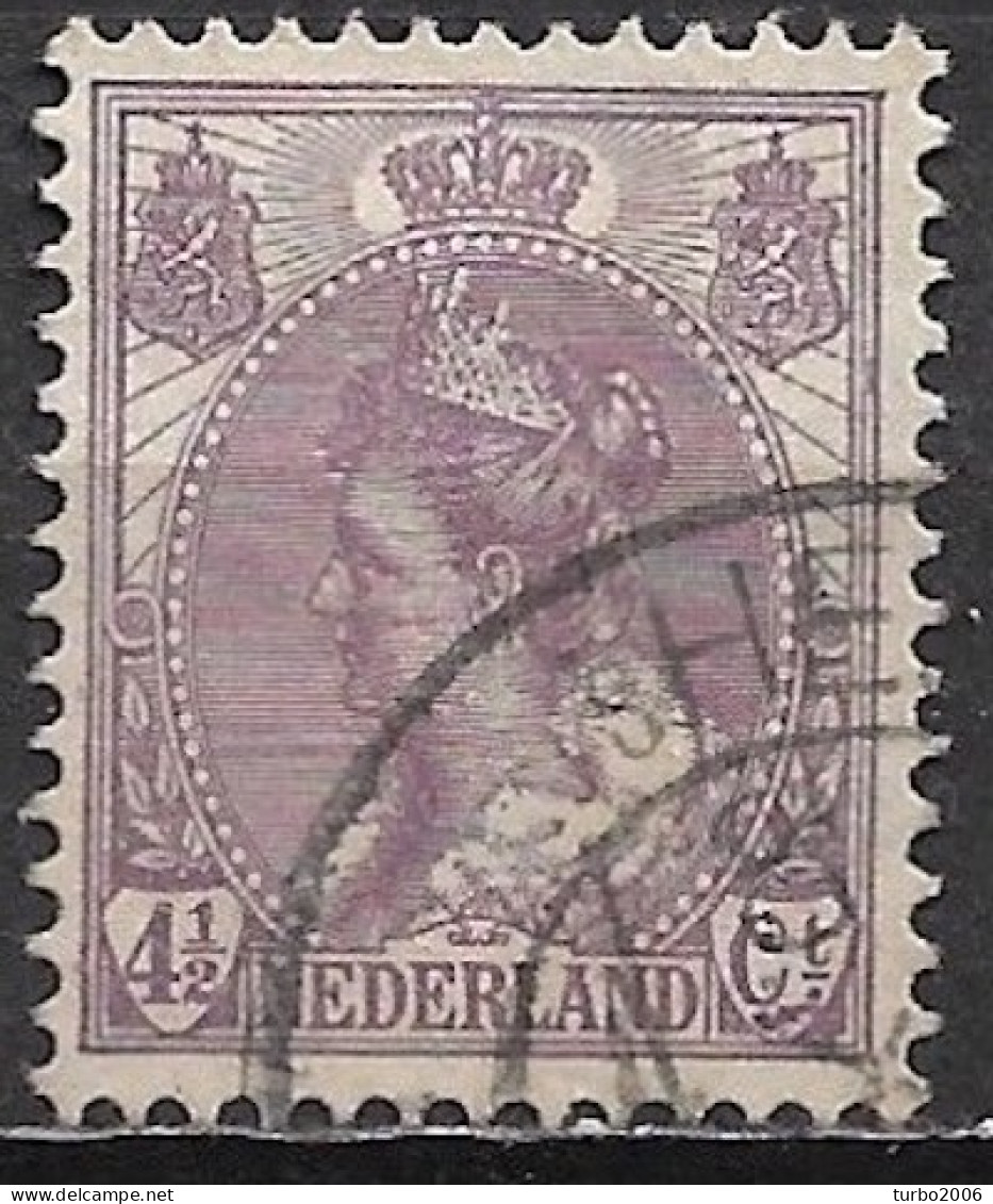 Afwijking Paarse Vlek Onderin Wapenschild Onder Ct In 1899 Koningin Wilhelmina 4½ Cent Violet NVPH 59 - Plaatfouten En Curiosa