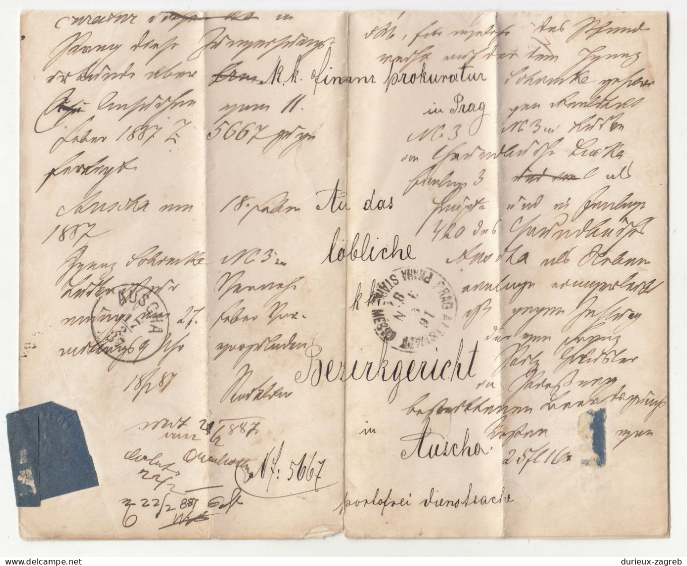 Ex Offo Letter Posted 1897 Prague To Auscha B230610 - ...-1918 Vorphilatelie