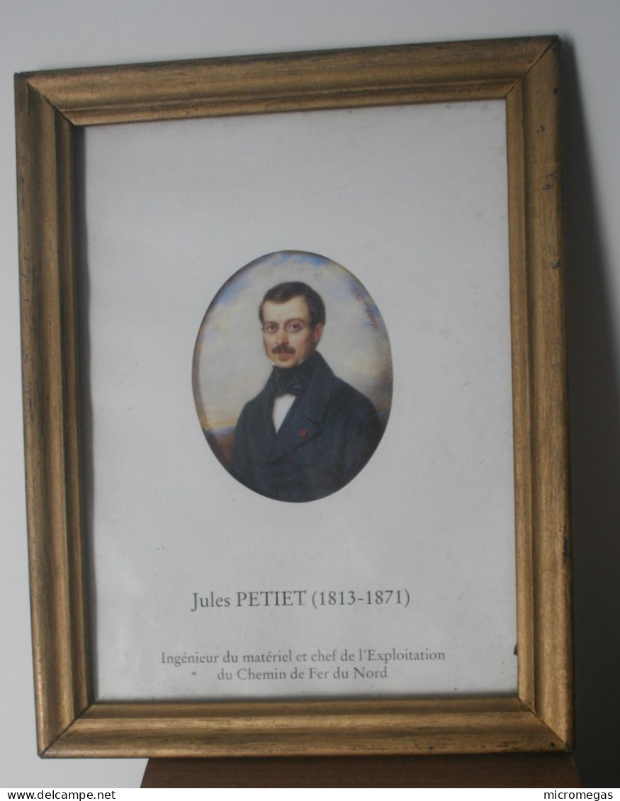 Portrait De Jules PETIET (1813-1871), Ingénieur Du Matériel Du Chemin De Fer Du Nord - Reproduction, Cadre 20 X 25 Cm. - Chemin De Fer