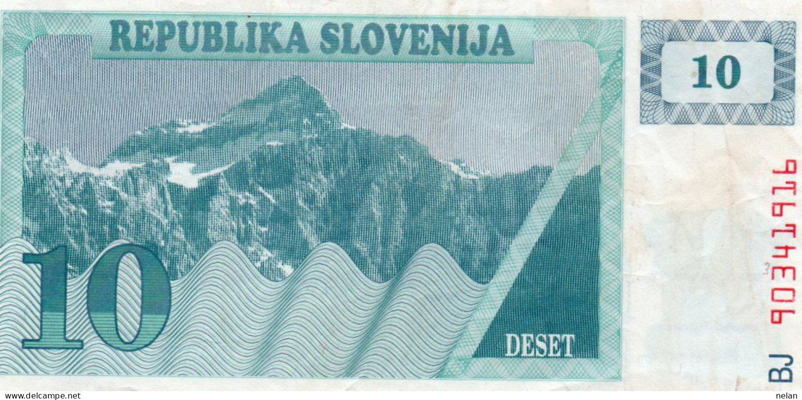 SLOVENIA 10 TOLARJEV 1990 P-4a  XF - Slovénie